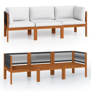 vidaXL Canap&eacute; de jardin 3 places avec coussin en bois d'acacia et corde