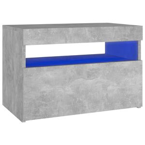 vidaXL Table de chevet avec lumi&egrave;res LED gris b&eacute;ton 60x35x40 cm