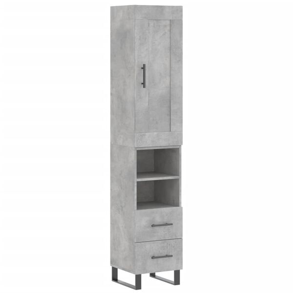 vidaXL Buffet haut Gris b&eacute;ton 34,5x34x180 cm Bois d'ing&eacute;nierie