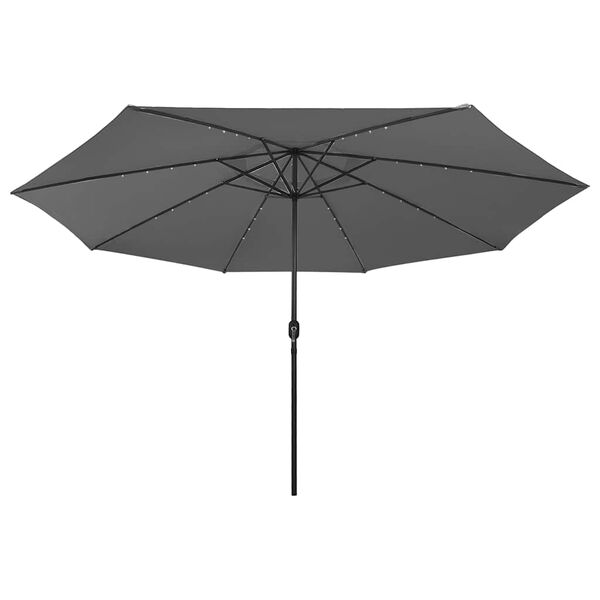 vidaXL Parasol de jardin avec lumières LED et mât en métal anthracite