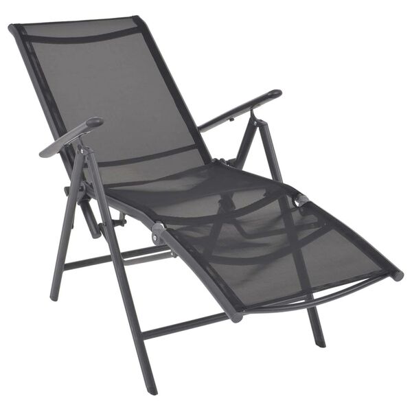 vidaXL Chaise inclinable de terrasse aluminium et textilène noir