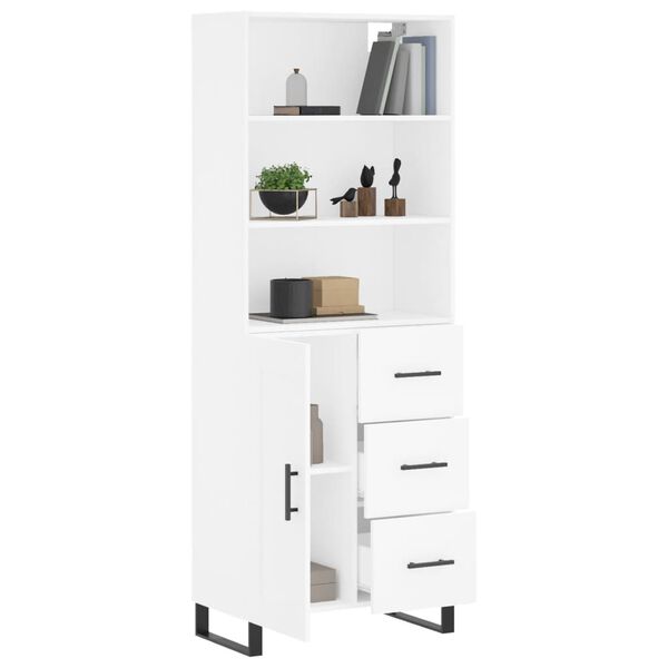 vidaXL Buffet haut Blanc 69,5x34x180 cm Bois d'ingénierie