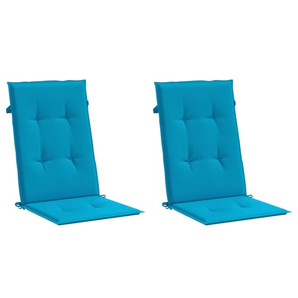 vidaXL Coussins de chaise de jardin &agrave; dossier haut lot de 2 bleu tissu
