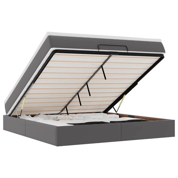 vidaXL Cadre de lit ottoman avec matelas gris 180x200 cm similicuir