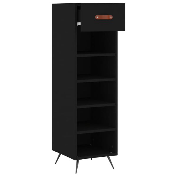 vidaXL Armoire &agrave; chaussures noir 30x35x105 cm bois d'ing&eacute;nierie