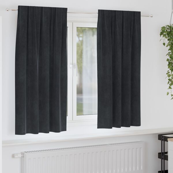 vidaXL Rideaux avec des rideaux 2 pcs Noir 140 x 175 cm Velours