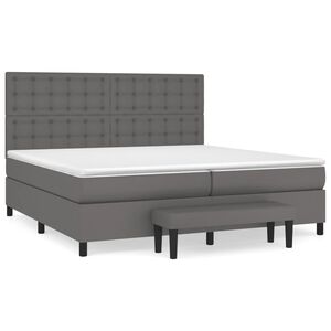 vidaXL Sommier &agrave; lattes de lit avec matelas Gris 200x200 cm Similicuir
