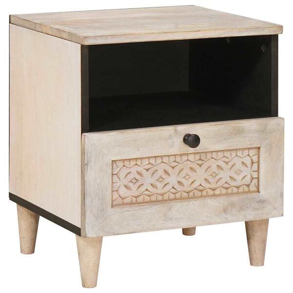 vidaXL Cabinet de chevet Beige 40 x 33 x 46 cm Bois d'acacia massif
