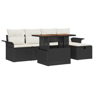 vidaXL Ensemble de canap&eacute; de jardin 6 pcs Noir polyrotin