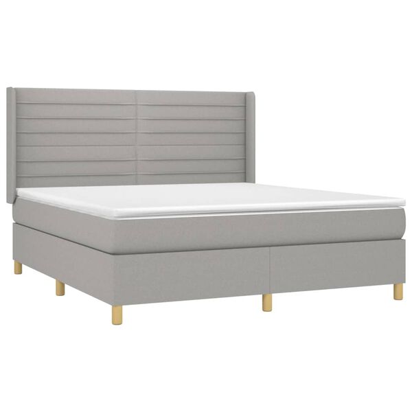 vidaXL Sommier &agrave; lattes de lit avec matelas Gris clair 160x200cm Tissu