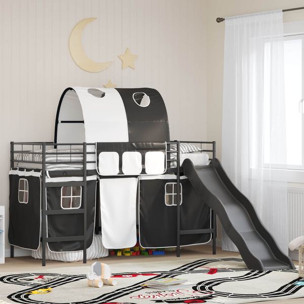 vidaXL Lit mezzanine pour enfants Noir 99,5 x 190 cm M&eacute;tал