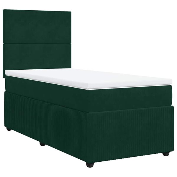 vidaXL Sommier &agrave; lattes de lit avec matelas Vert fonc&eacute; 90x190 cm