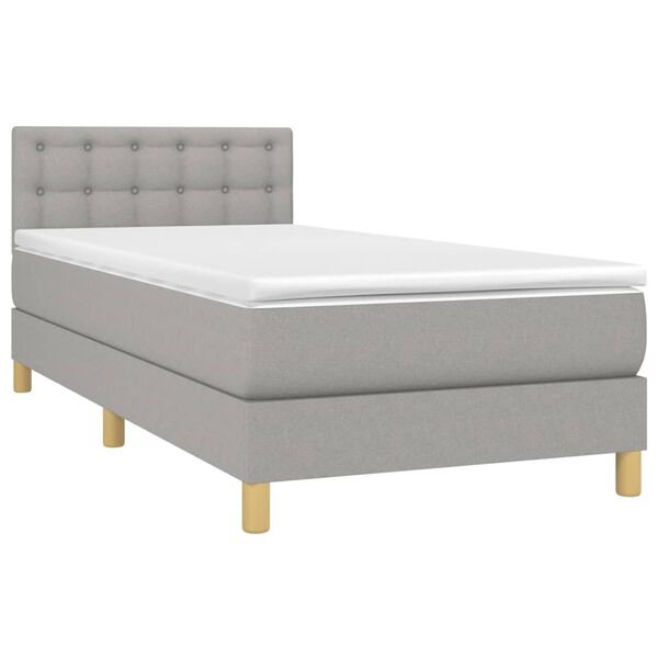 vidaXL Sommier &agrave; lattes de lit et matelas Gris clair 90x190 cm Tissu