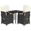 vidaXL Ensemble &agrave; manger de jardin coussins 5pcs Noir R&eacute;sine tress&eacute;e