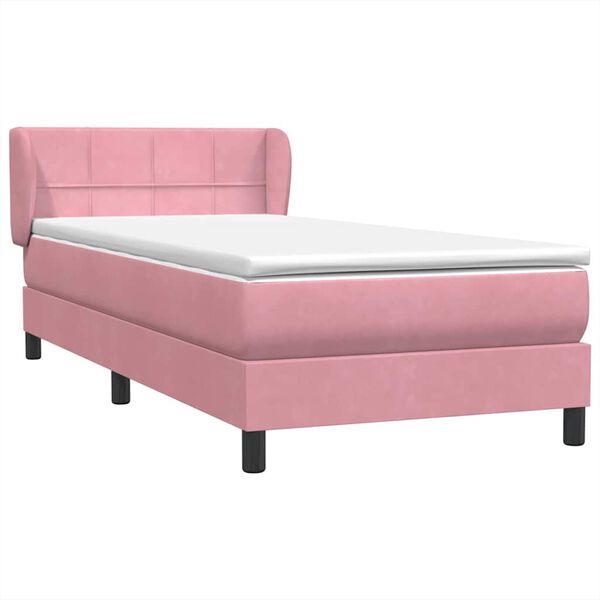 vidaXL Sommier &agrave; lattes de lit avec matelas rose 80x220 cm velours