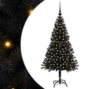vidaXL Sapin de No&euml;l avec 150 LED avec support Noir 120 cm PVC