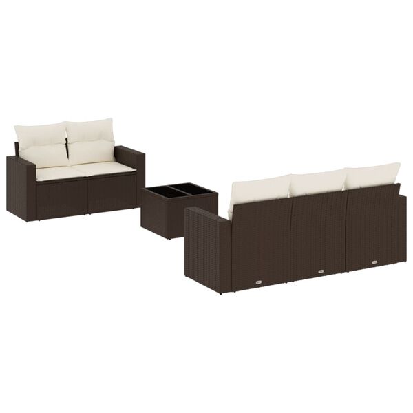 vidaXL Salon de jardin avec coussins 6 pcs marron r&eacute;sine tress&eacute;e