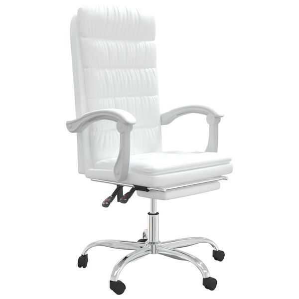 vidaXL Fauteuil inclinable de bureau Blanc Similicuir