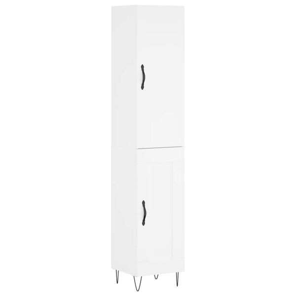 vidaXL Buffet haut Blanc 34,5x34x180 cm Bois d'ing&eacute;nierie