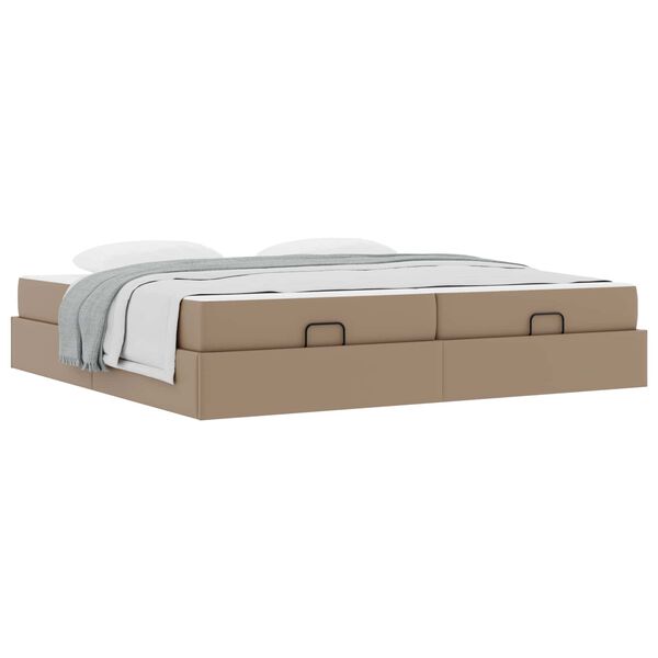 vidaXL Cadre de lit avec matelas avec matelas 2 pcs Tan PVC
