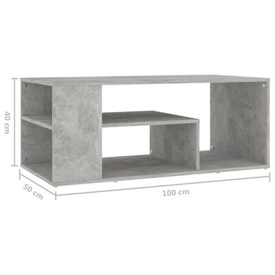 vidaXL Table basse Gris béton 100x50x40 cm Aggloméré