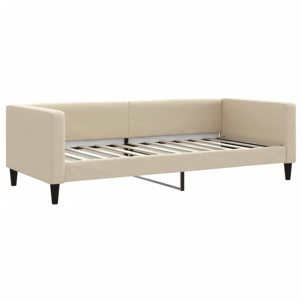 vidaXL Lit de jour avec gigogne et matelas crème 90x200 cm tissu