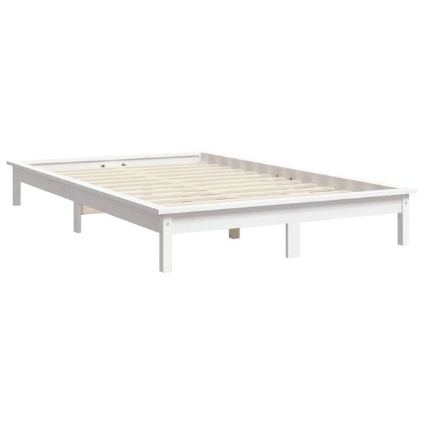 vidaXL Cadre de lit sans matelas blanc bois de pin massif