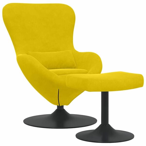 vidaXL Chaise &OElig;uf avec Pouf Jaune Velours