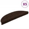vidaXL Tapis d'escalier auto-adh&eacute;sifs 5 pi&egrave;ces 56 x 17 x 3 cm Marron Demi-rond