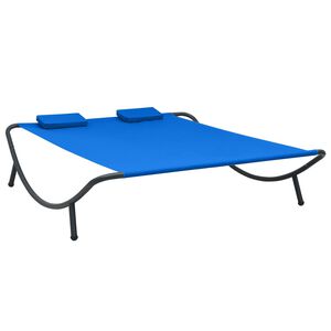vidaXL Chaise longue d'ext&eacute;rieur tissu bleu