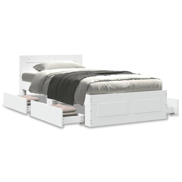 vidaXL Cadre de lit avec t&ecirc;te de lit sans matelas blanc 90x200 cm