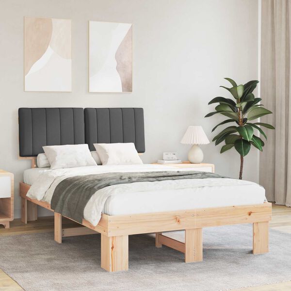 vidaXL Cadre de lit avec t&ecirc;te de lit rembourr&eacute;e Gris fonc&eacute;