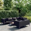 vidaXL Salon de jardin 8 pcs avec coussins Résine tressée Gris foncé