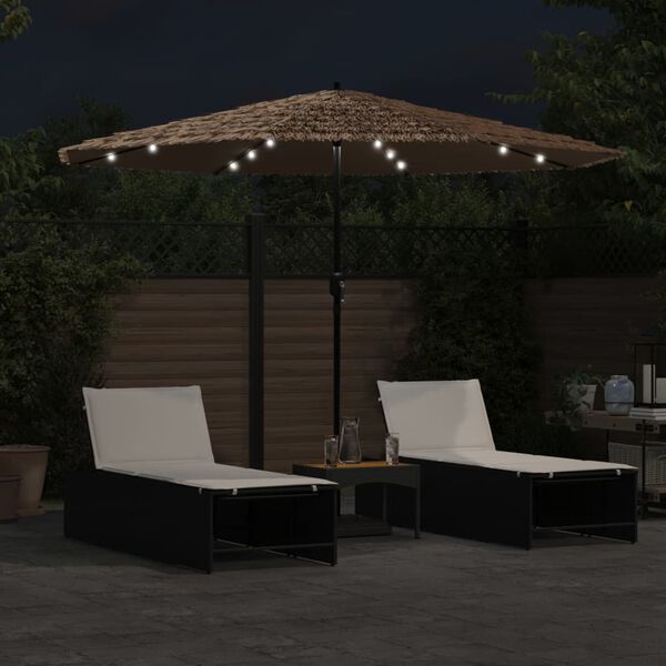 vidaXL Parasol de jardin avec LED et m&acirc;t en acier marron 324x324x247cm