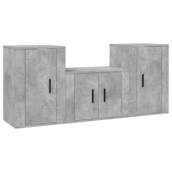vidaXL Ensemble de meubles TV 3 pcs Gris b&eacute;ton Bois d'ing&eacute;nierie