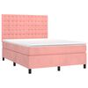 vidaXL Sommier &agrave; lattes de lit avec matelas Rose 140x190 cm Velours
