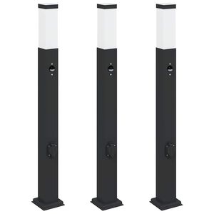 vidaXL Bornes lumineuses avec capteur et prise lot de 3 80 cm noir IP44