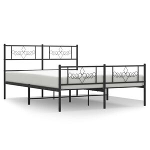 vidaXL Cadre de lit m&eacute;tal sans matelas avec pied de lit noir 120x200cm