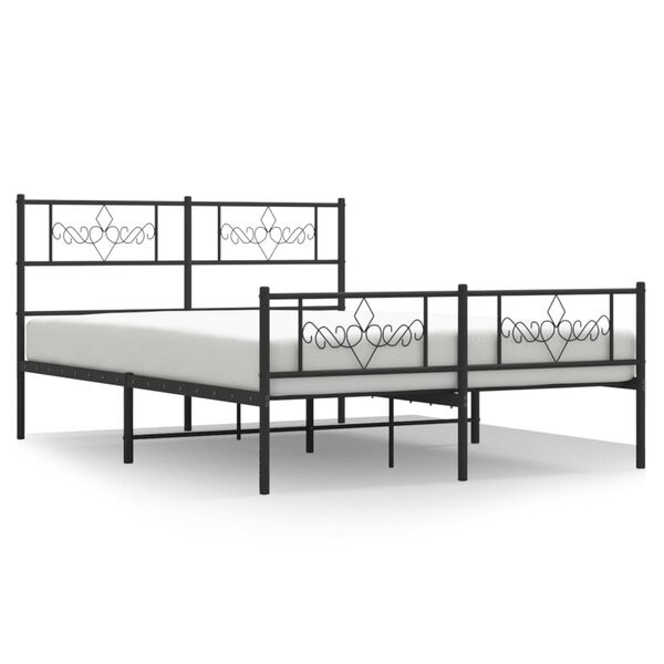vidaXL Cadre de lit m&eacute;tal sans matelas avec pied de lit noir 120x200cm