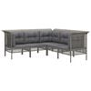 vidaXL Salon de jardin 5 pcs avec coussins Gris R&eacute;sine tress&eacute;e
