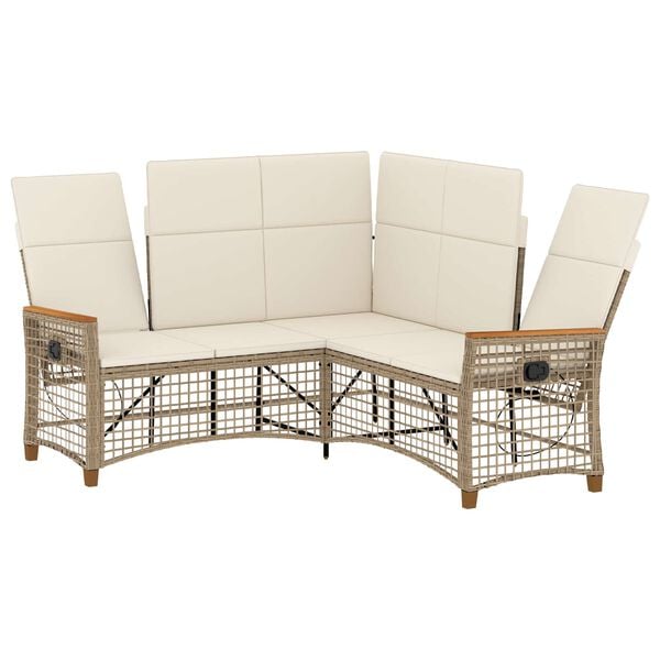 vidaXL Ensemble de canap&eacute;s inclinables de jardin Beige et blanc cr&egrave;me