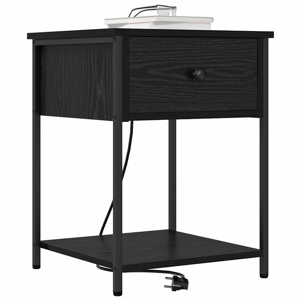 vidaXL Cabinet de chevet Ch&ecirc;ne noir 42 x 41 x 56 cm Bois d'ing&eacute;nierie