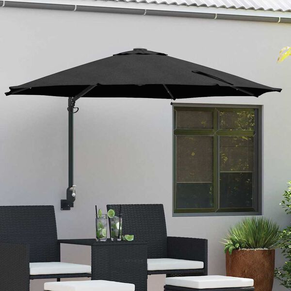 vidaXL Parasol de jardin Noir 248 x 248 x 148 cm Polyester et Acier