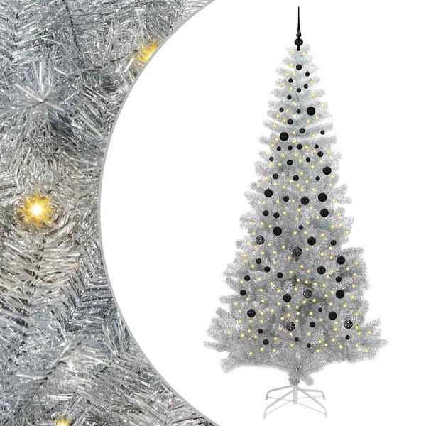 vidaXL Sapin de No&euml;l avec 300 LED avec support Argent 240 cm PET