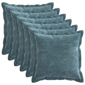 vidaXL Housse de coussin 6 pcs HOUTEN Bleu 50 x 50 cm Tissu Chenille