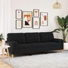vidaXL Canap&eacute; 3 places avec oreillers d&eacute;coratifs noir 210 cm tissu
