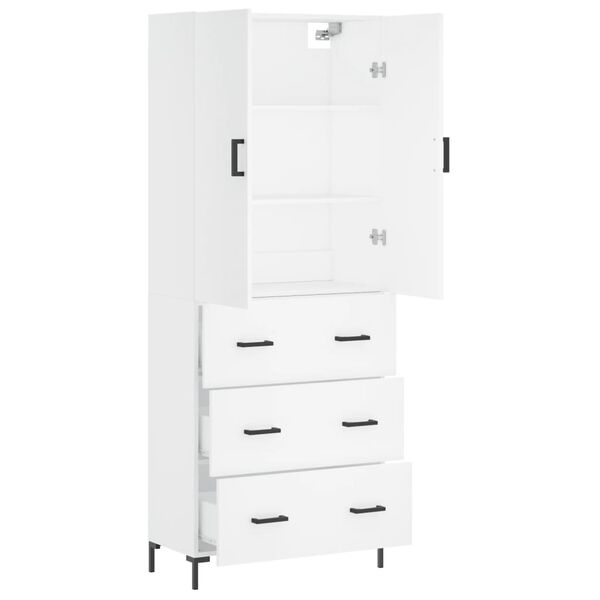 vidaXL Buffet haut Blanc 69,5x34x180 cm Bois d'ing&eacute;nierie