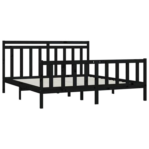 vidaXL Cadre de lit sans matelas noir bois massif de pin 180x200 cm