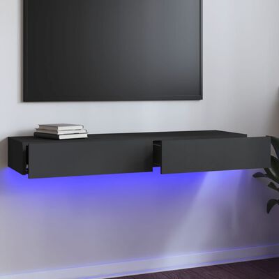 vidaXL Meuble TV avec lumières LED Gris 120x35x15,5 cm