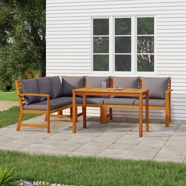 vidaXL Ensemble à manger de jardin coussins 5 pcs Bois acacia